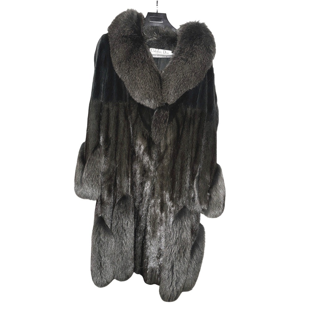 Christian Dior by John Galliano Green Mink Fox Silk Fur Coat 2006‎ Art Deco Rare
